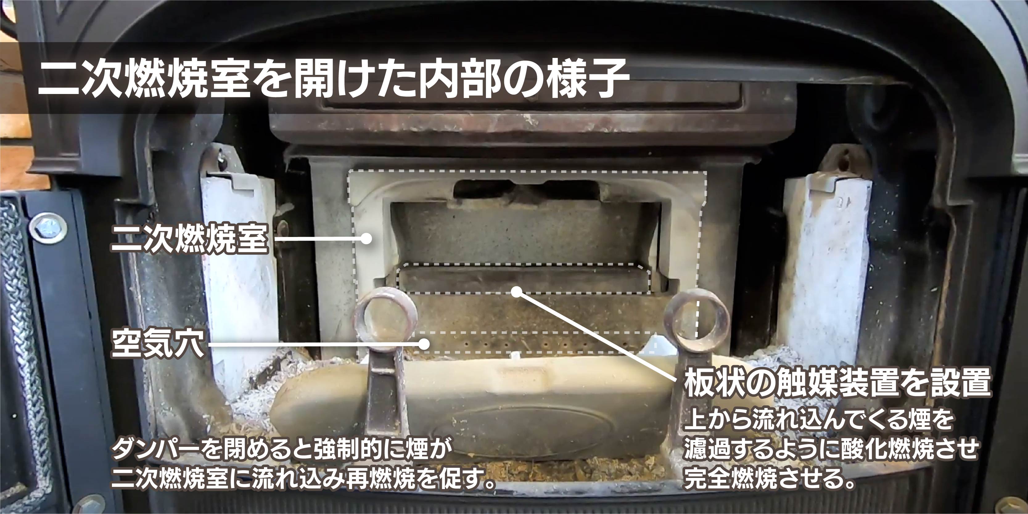 二次燃焼室火室内の様子