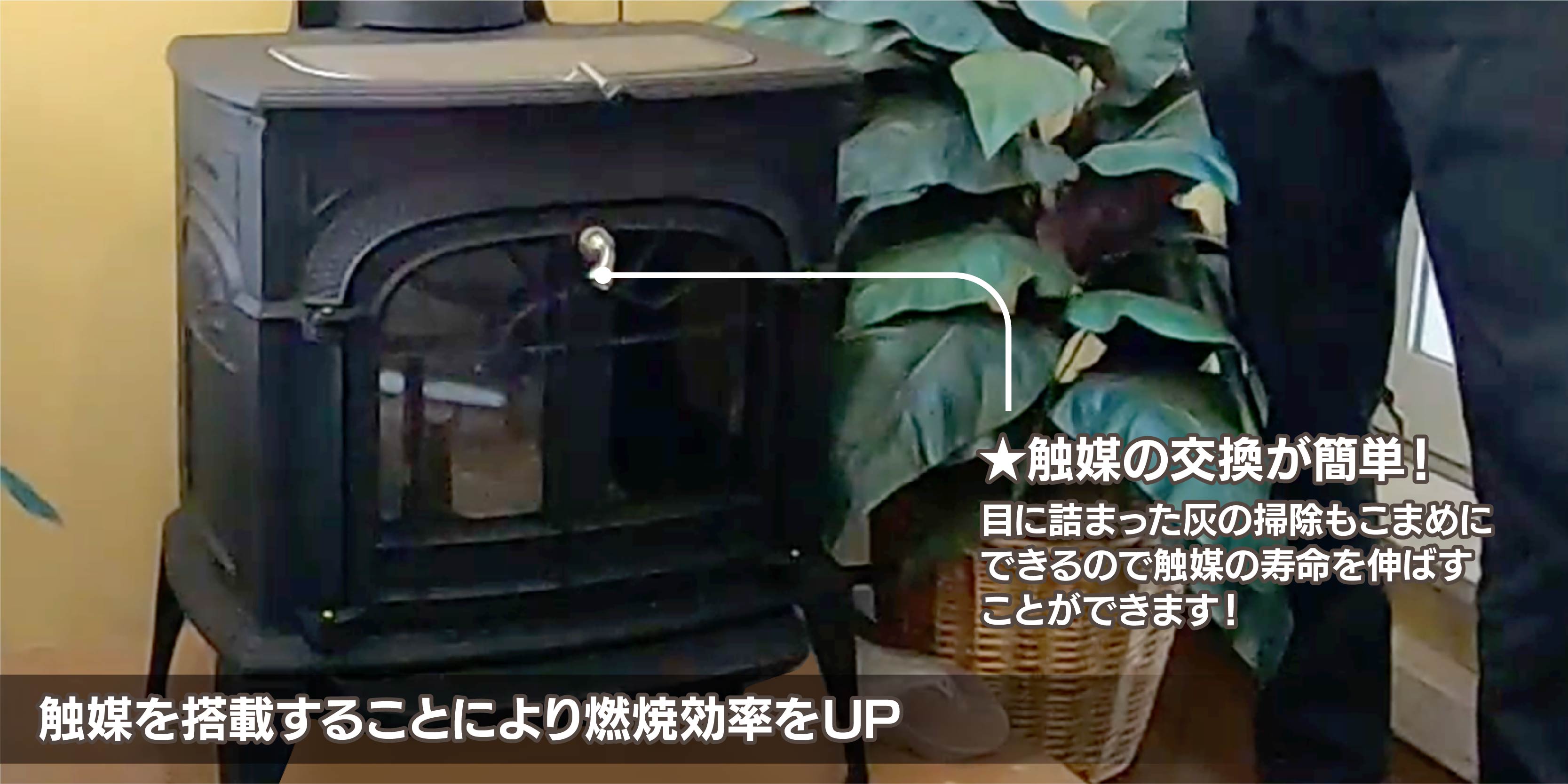 触媒装置を搭載することで燃焼効率UP